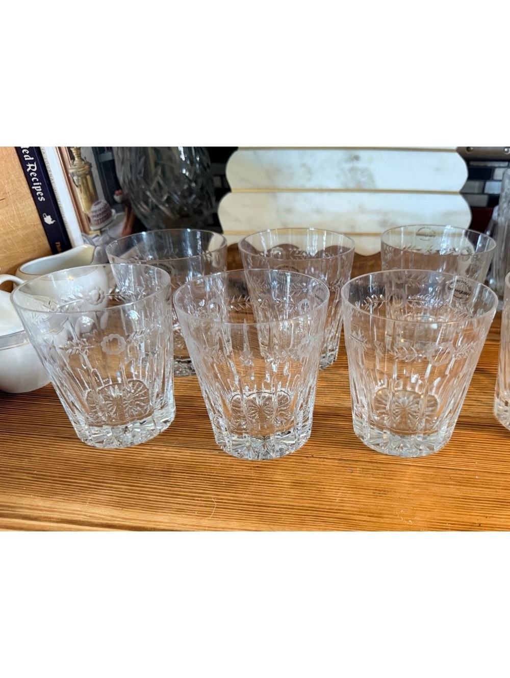 Vintage Wedgwood Calendore Cut Crystal Tumbler Glasses, Set of 6